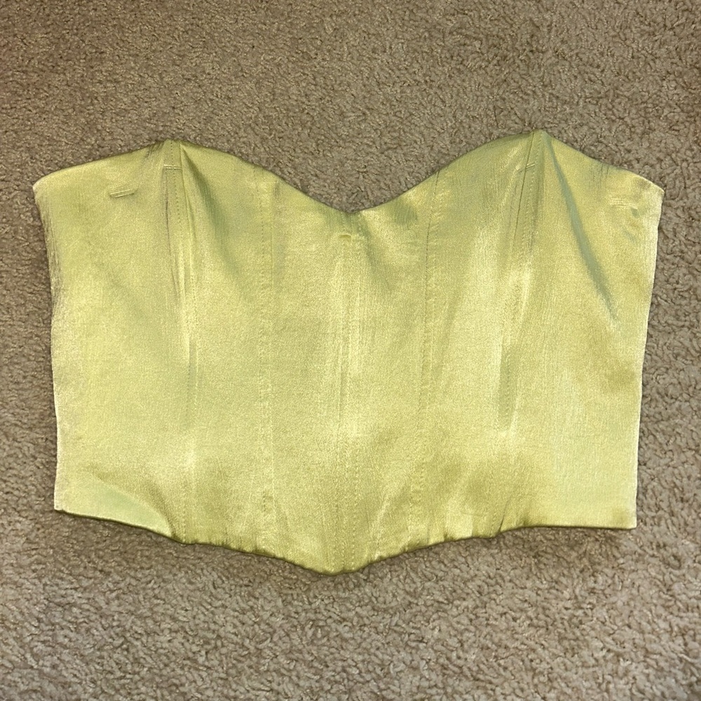 Zara Lime Strapless Satin Corset Top
